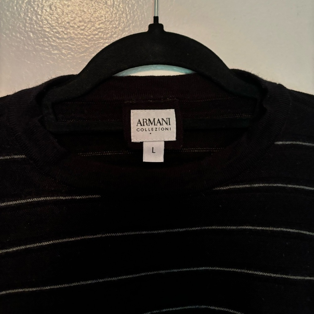 Armani Collezioni Men’s Black and White Striped Sweater - Picture 2 of 6